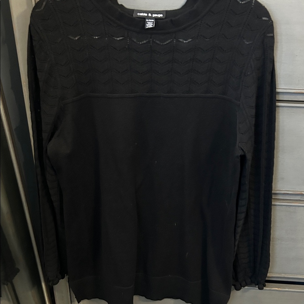 💰 3 for $20 Cable & Gauge Elegant Black Knit Top